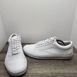 Vans Old Skool Sk8 Low 751505 White Lace-Up Sneakers Shoes Mens Size 12 Leather